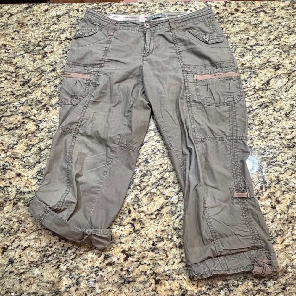 Natural Reflections Womens Cargo Capri Pants 6 Olive Green Utility‎ Crop Pockets